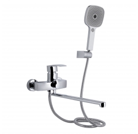 Смеситель для ванны Qtap Swan Eco с длинным поворотным изливом (с душевым гарнитуром) Chrome QTSWA2601CRM45533