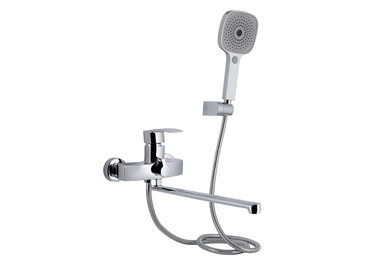 Змішувач для ванни Qtap Swan Eco з довгим поворотним виливом (з душовим гарнітуром) Chrome QTSWA2601CRM45533