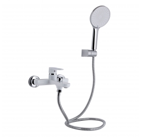Смеситель для ванны Qtap Jay (с душевым гарнитуром) Chrome/White QTJAY259CRW45553