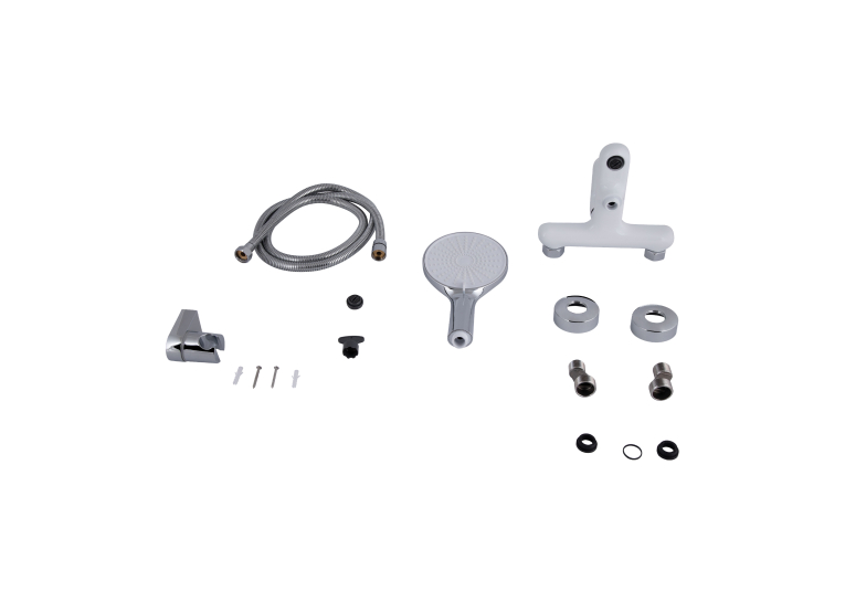 Змішувач для ванни Qtap Jay (з душовим гарнітуром) Chrome/White QTJAY259CRW45553