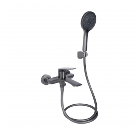 Смеситель для ванны Qtap Vlasta New (с душевым гарнитуром) Gunmetal Black PVD QTVLA259GMB45643