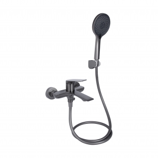 Змішувач для ванни Qtap Vlasta New (з душовим гарнітуром) Gunmetal Black PVD QTVLA259GMB45643