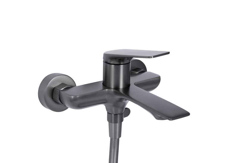 Змішувач для ванни Qtap Vlasta New (з душовим гарнітуром) Gunmetal Black PVD QTVLA259GMB45643