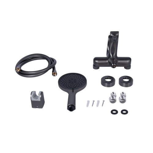 Змішувач для ванни Qtap Vlasta New (з душовим гарнітуром) Gunmetal Black PVD QTVLA259GMB45643