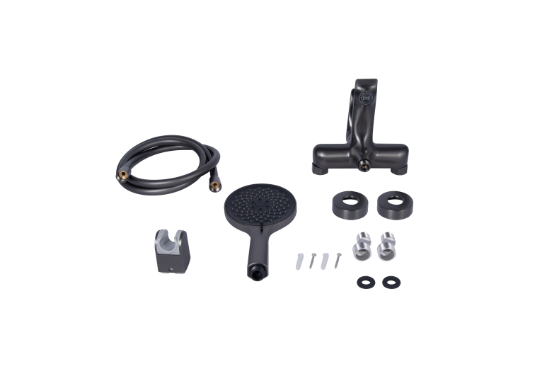 Змішувач для ванни Qtap Vlasta New (з душовим гарнітуром) Gunmetal Black PVD QTVLA259GMB45643
