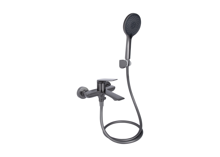 Змішувач для ванни Qtap Vlasta New (з душовим гарнітуром) Gunmetal Black PVD QTVLA259GMB45643