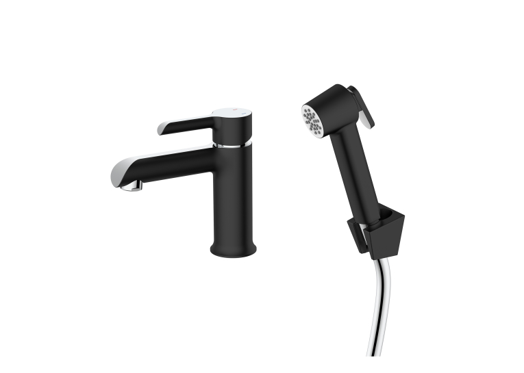 Змішувач для раковини Qtap Grand (з гігієнічним душем) QTGRA272CRB45672 Chrome/Black