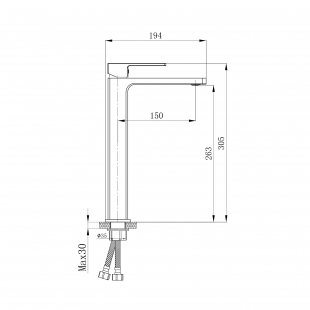 Змішувач для раковини Qtap Gemini Black Matt високий QTGEM269BLM45678