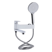 Смеситель для ванны Qtap Jay с поворотным изливом (с душевым гарнитуром) Chrome/White QTJAY260CRW45554