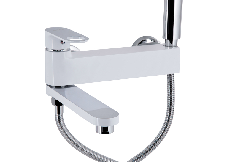 Змішувач для ванни Qtap Jay з поворотним виливом (з душовим гарнітуром) Chrome/White QTJAY260CRW45554