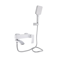Смеситель для ванны Qtap Swan Cascada с поворотным изливом (с душевым гарнитуром) Chrome/White QTSWA260CRW45569