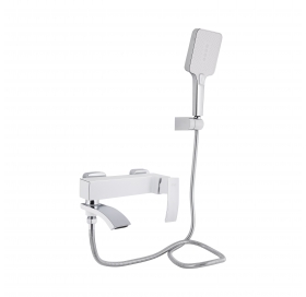 Смеситель для ванны Qtap Swan Cascada с поворотным изливом (с душевым гарнитуром) Chrome/White QTSWA260CRW45569