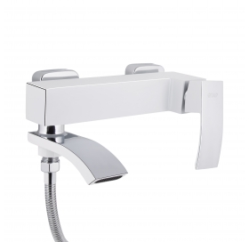 Смеситель для ванны Qtap Swan Cascada с поворотным изливом (с душевым гарнитуром) Chrome/White QTSWA260CRW45569