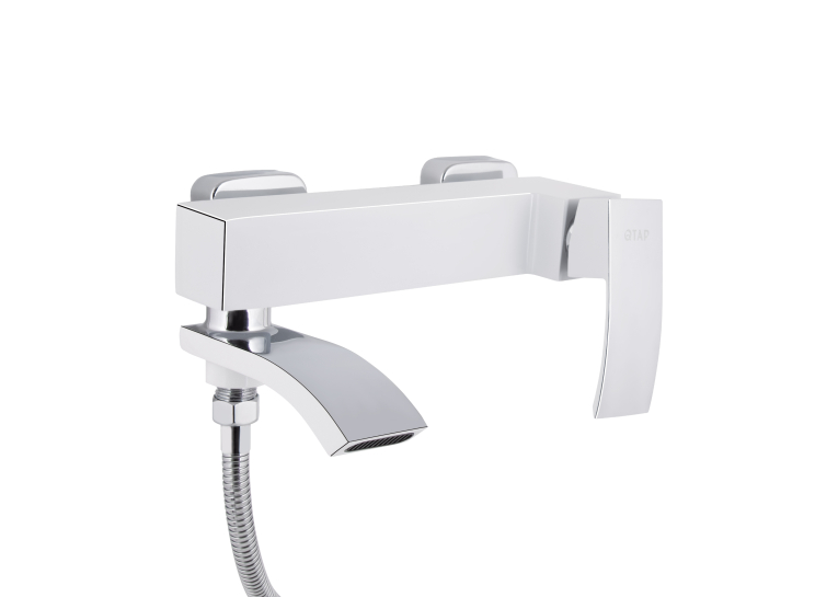 Змішувач для ванни Qtap Swan Cascada з поворотним виливом (з душовим гарнітуром) Chrome/White QTSWA260CRW45569