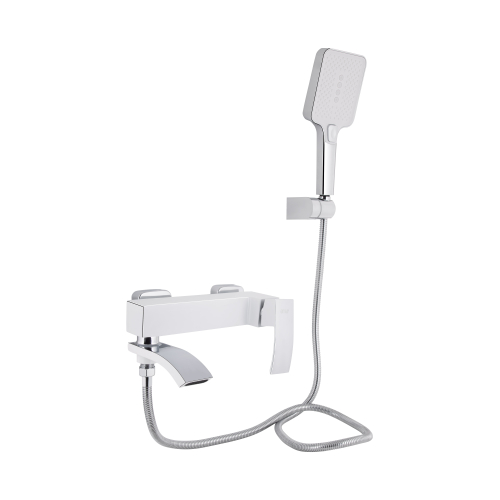Смеситель для ванны Qtap Swan Cascada с поворотным изливом (с душевым гарнитуром) Chrome/White QTSWA260CRW45569
