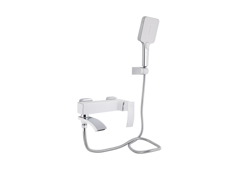Змішувач для ванни Qtap Swan Cascada з поворотним виливом (з душовим гарнітуром) Chrome/White QTSWA260CRW45569
