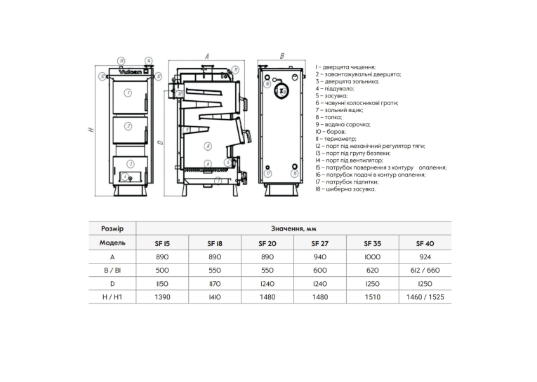 Котел твердопаливний сталевий Thermo Alliance Vulcan V 4.0 SF 18 VSF18V40