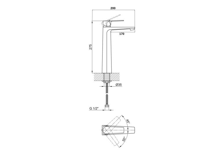 Змішувач для раковини Qtap Matice Chrome високий QTMAT1063H103C