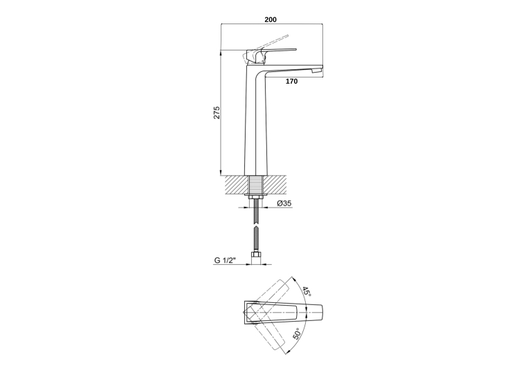 Змішувач для раковини Qtap Matice Chrome високий QTMAT1063H103C