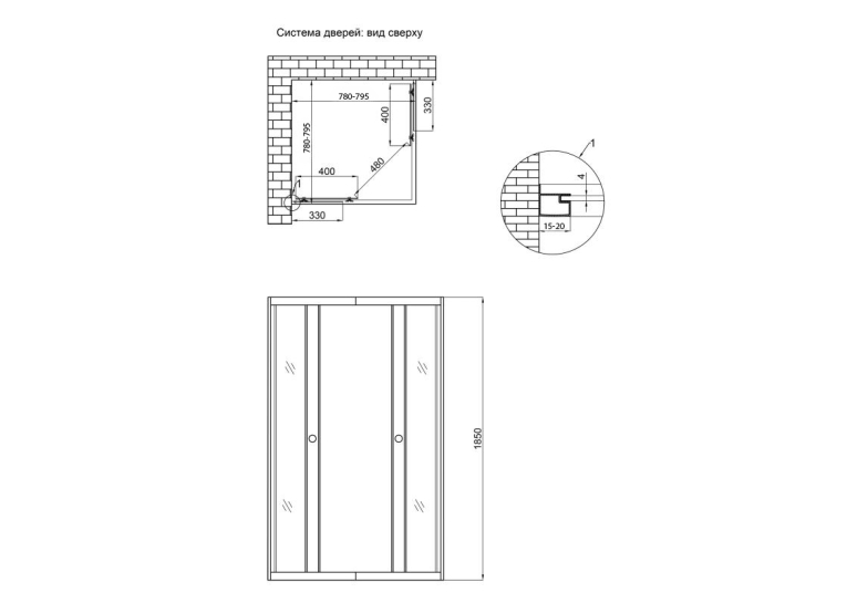 Душова кабіна Lidz Wawel SC80x80.SAT.LOW.GR, скло тоноване 4 мм без піддона LWASC8080SATLOWGR2