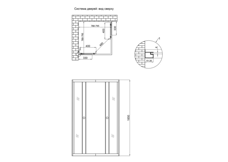 Душова кабіна Lidz Wawel SC80x80.SAT.LOW.GR, скло тоноване 4 мм без піддона LWASC8080SATLOWGR2