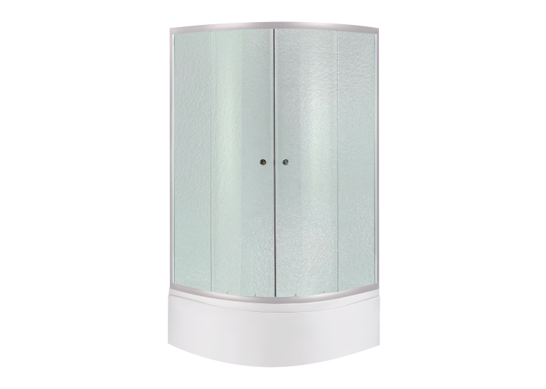 Душова кабіна Latwa SC90x90.SAT.HIGH.FR полукругла, скло Frost 4 мм + Душовий піддон з панеллю KAPIELKA ST90x90x41 LLSC9090SATHIGHFR2SET