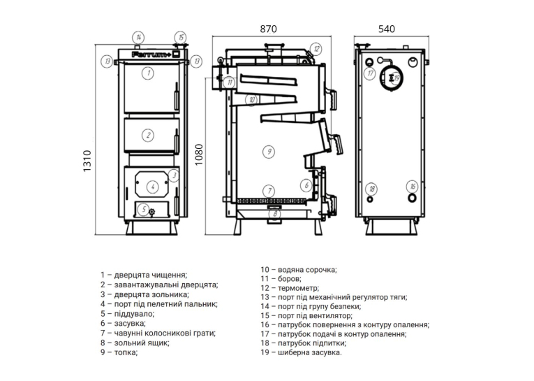Котел твердопаливний сталевий Thermo Alliance Ferrum Plus V 4.0 FSF+ 20 FSFPLUS20V40
