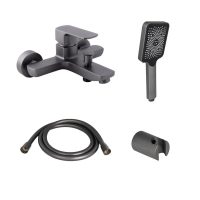 Смеситель для ванны  Qtap Lipno QTNH3023101DG + душевой комплект (QTRUCA145S1GRP+QTHADPVC160G+QT829910842854GRP)