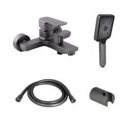 Смеситель для ванны  Qtap Lipno QTNH3023101DG + душевой комплект (QTRUCA145S1GRP+QTHADPVC160G+QT829910842854GRP)