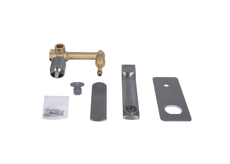 Змішувач для раковини Qtap Slavonice  Gunmetal Black PVD прихованого монтажу QTSLA273GMB45920