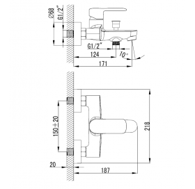 Змішувач для ванни VOLLE FIESTA хром 35 мм, 15152100