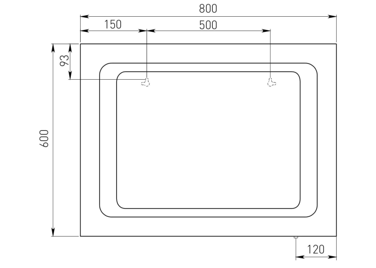 Зеркало VOLLE  прямоугольное 60x80см со светодиодной подсветкой 16-60-580