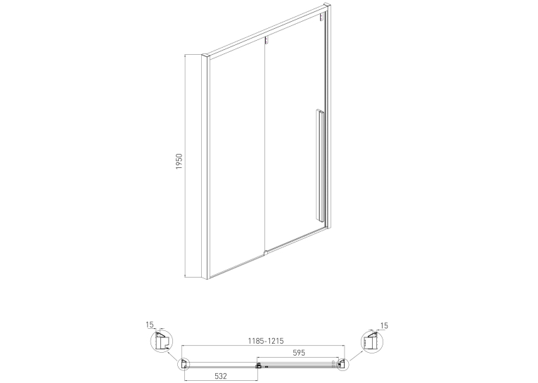  Душові двері VOLLE AIVA 120x195 см розсувна 10-22-686