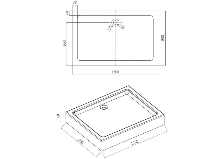  Душовий піддон Volle NEMO 120x80 з сифоном 10-22-171tray