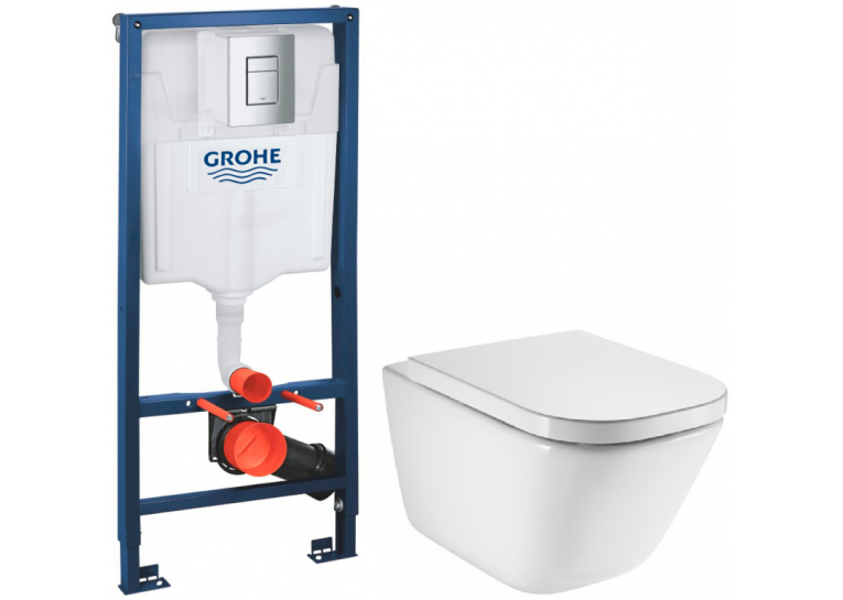 Компект: Инсталляция Grohe RAPID SL + ROCA the GAP безободковый, подвесной унитаз с сиденьем, A34H47C000+38772001
