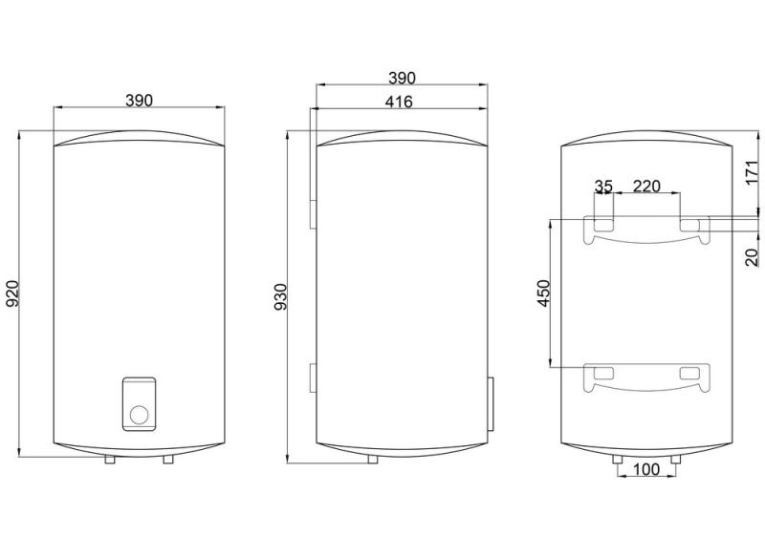  Водонагрівач Thermo Alliance Slim 80 л, сухий ТЕН 2х(0,8+1,2) кВт (D80V20J(D)2-K)