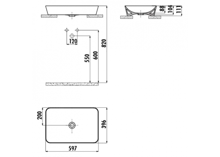  Раковина накладна CREAVIT ULTRA 60x45см біла UL060-00CB00E-0000