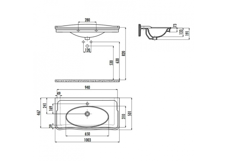  Раковина CREAVIT ANTIK 100x50см AN100-00CB00E-0000