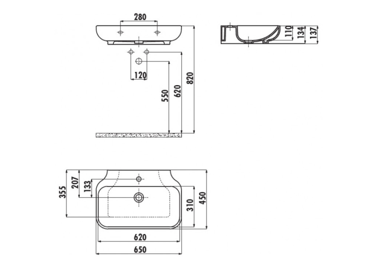 Підвісна раковина CREAVIT FREE 65x45см FE065-00CB00E-0000