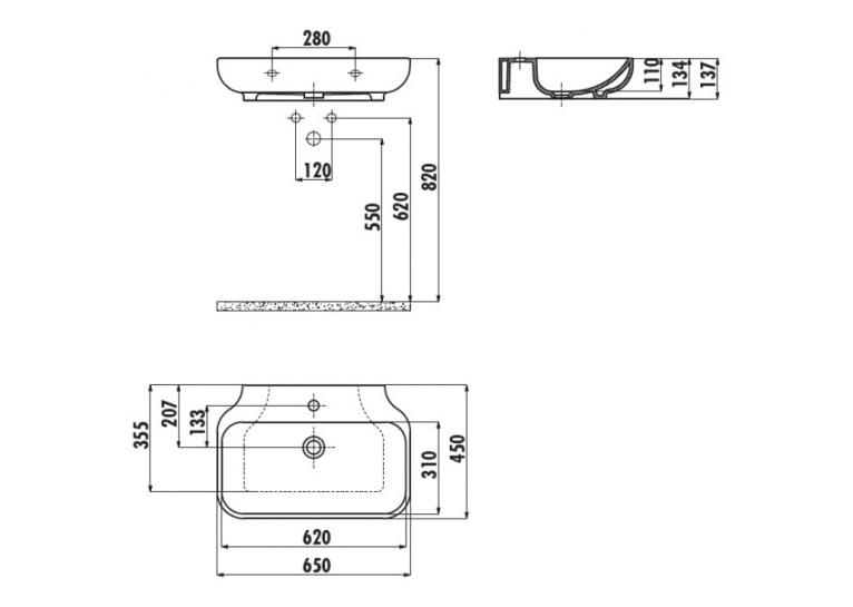 Подвесная раковина CREAVIT FREE 65x45см FE065-00CB00E-0000