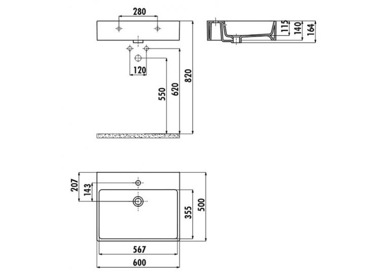  Раковина накладна CREAVIT NEXT 60x50см NX260-00CB00E-0000