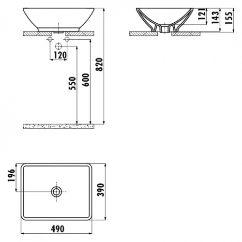 Раковина накладна CREAVIT TINA 49x39см TP140-00CB00E-0000 (виставковий зразок)