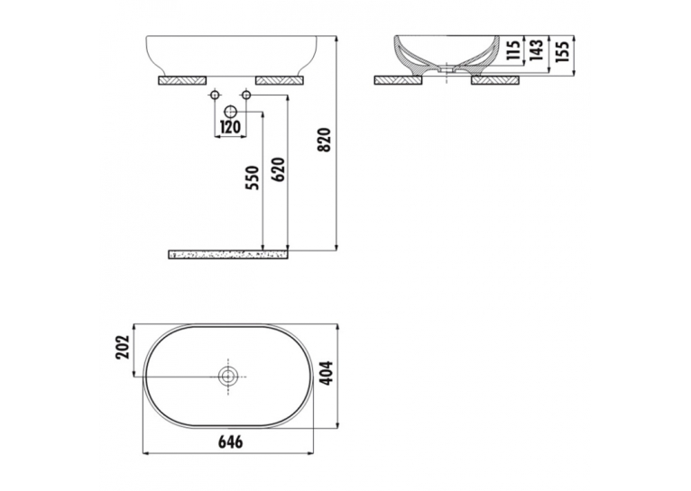  Раковина накладна CREAVIT MINA 64.6x40.4см MN165-00CB00E-0000