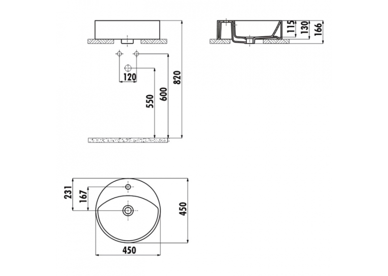  Раковина накладна CREAVIT MINA 45x45см MN145-00CB00E-0000