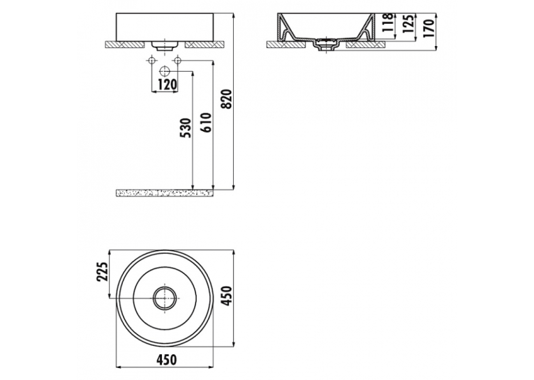  Раковина накладна CREAVIT MINA 45x45см MN146-00CB00E-0000
