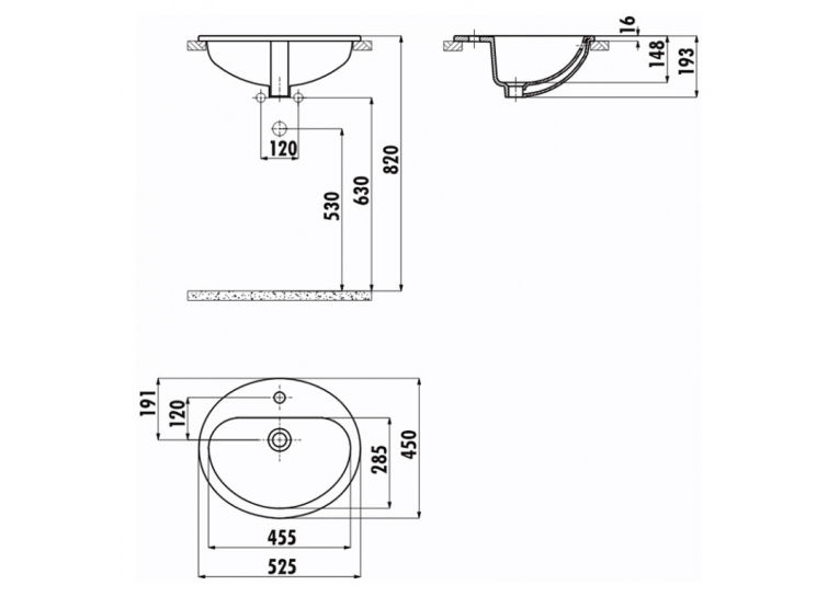  Раковина в стільницю CREAVIT TP 52.5X45см TP225-00CB00E-0000