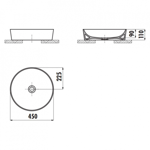 Раковина накладна CREAVIT ULTRA 45x45см UL145-00CB00E-0000 (виставковий зразок)