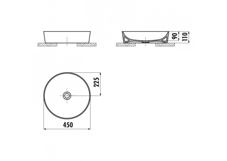 Раковина накладна CREAVIT ULTRA 45x45см UL145-00CB00E-0000 (виставковий зразок)
