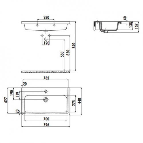 Раковина мебельная CREAVIT IPEK 79.6x44.8см IP080-00CB00E-0000