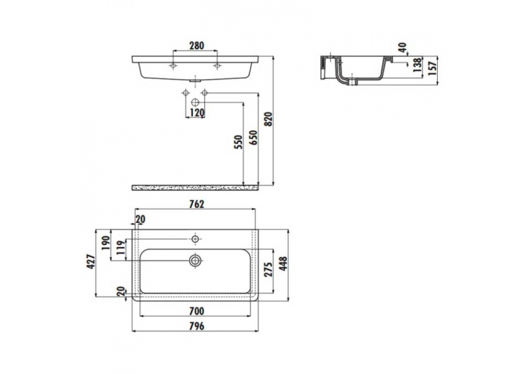  Раковина меблева CREAVIT IPEK 79.6x44.8см IP080-00CB00E-0000